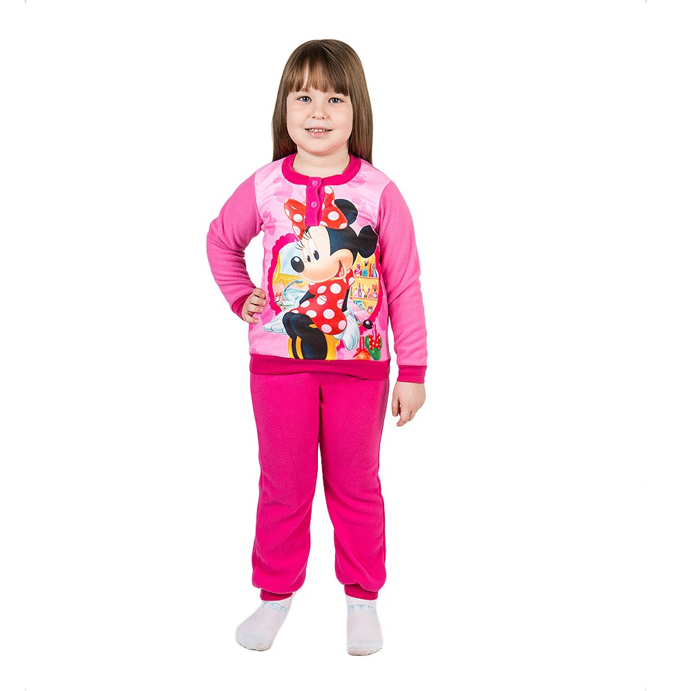 Pijama fete Minnie Mouse Preety roz cu pantaloni fucsia