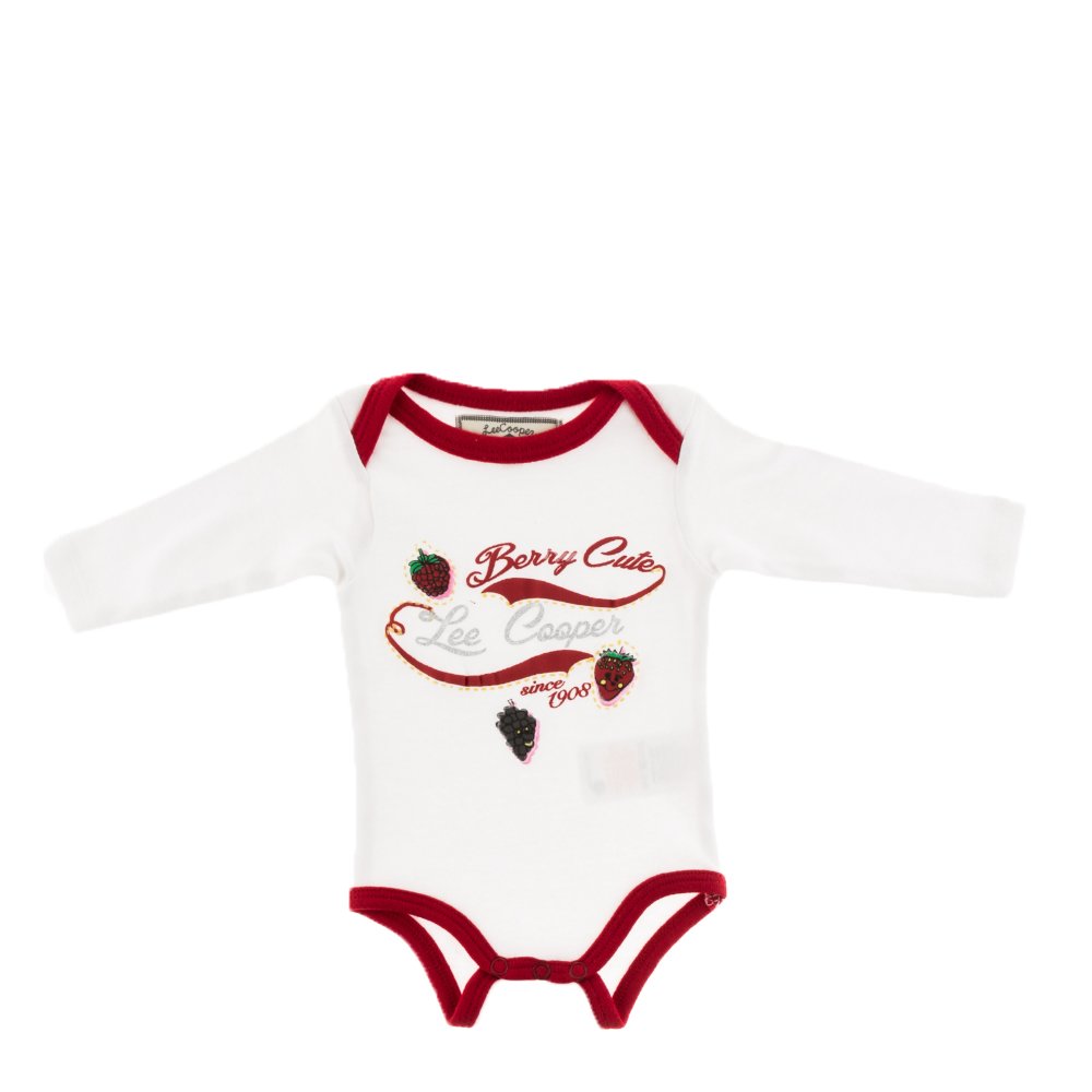 Lee Cooper - Body bebe Berry Cute alb cu margini rosii