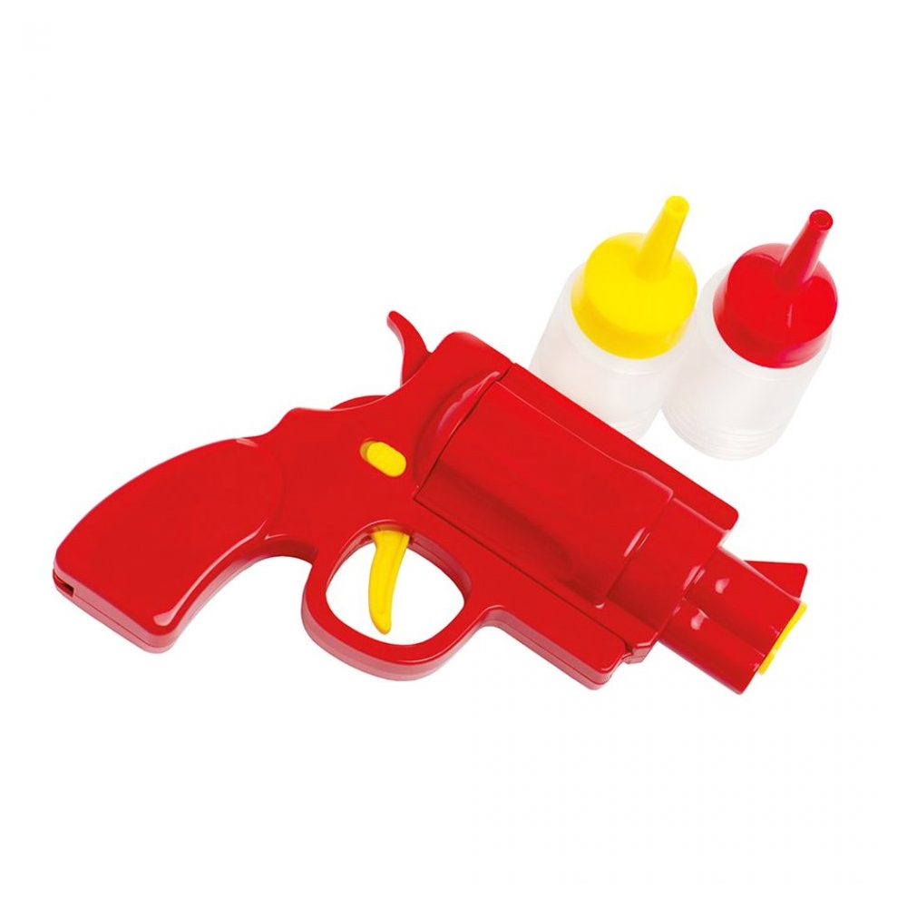 Pistol pentru sos, pistol pentru ketchup si mustar, pistol dozator cu 2 rezerve pentru ketchup si mustar, accesoriu pentru petrecere, Magic