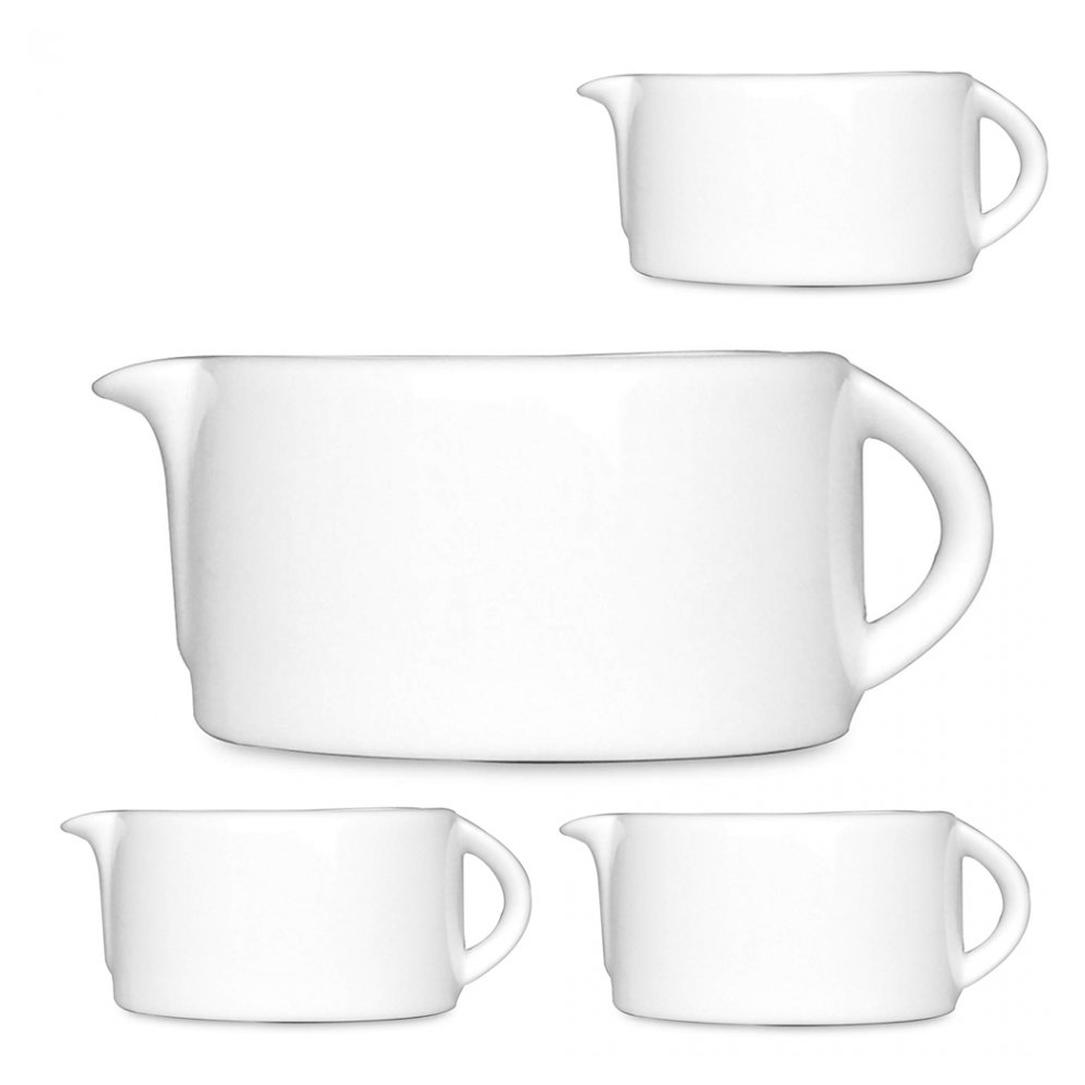Set 4 latiere, portelan, 4 x latiera, accesoriu cafea/ceai, recipient lapte/frisca, BergHOFF Concavo, alb, creamer 4 x 100 ml