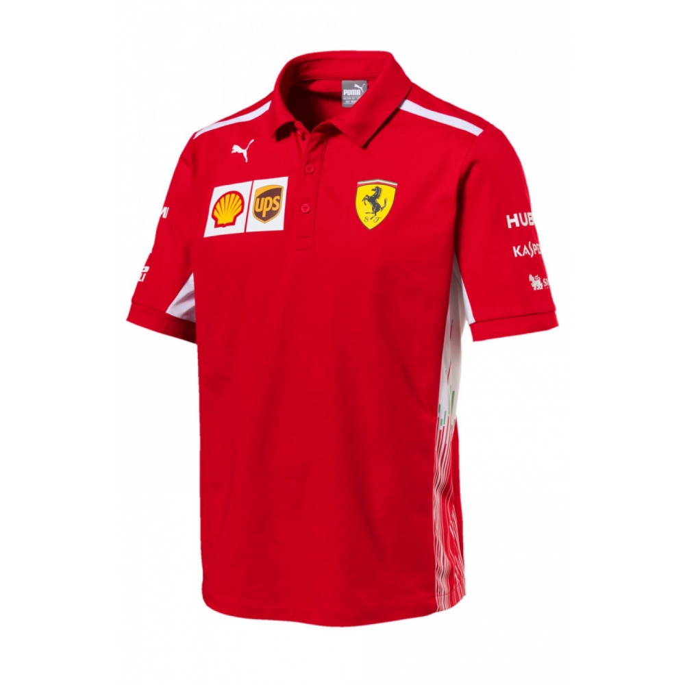 Tricou barbati, polo, Official F1 Ferrari Puma, original / licenta, 100% bumbac, tricou TEAM barbatesc cu guler si inchidere nasturi, rosu - alb, S