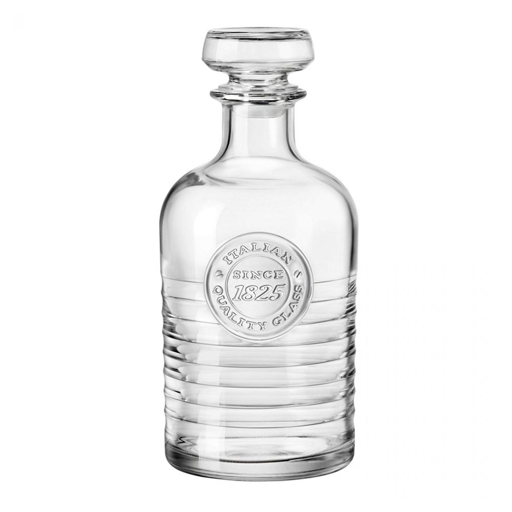 Set carafa/decantor sticla 1L + 6 pahare apa/bauturi alcoolice, Bormioli Rocco, Officina 1825 fabricat in Italia, 300 ml, transparent