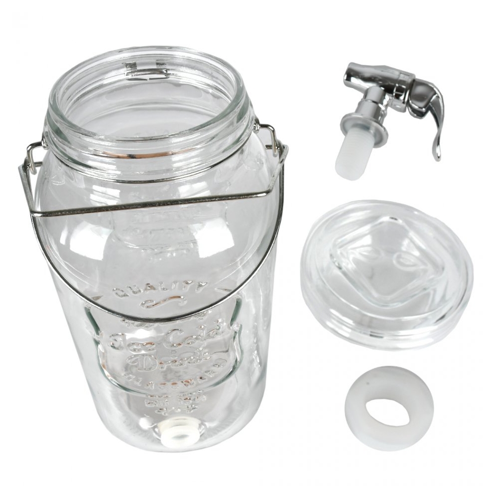 Borcan cu robinet, 4 L, dozator sticla cu robinet, recipient sticla cu canea, d 15 cm, h 31 cm, Ice Cold Drink