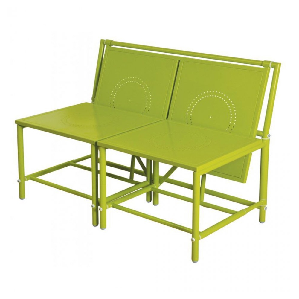 Banca modulara ce se transforma in masa cu scaune, pentru gradina/balcon/camping, metal, verde spring, BL054