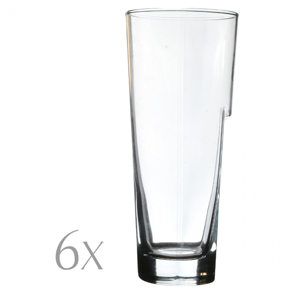 Set 6 pahare sticla, 400 ml, Ã 7 x h 18 cm, model bombat, transparent, Quasar&Co.