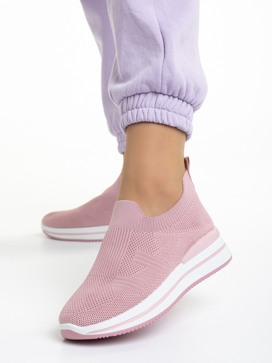 Pantofi sport dama roz din material textil Moira