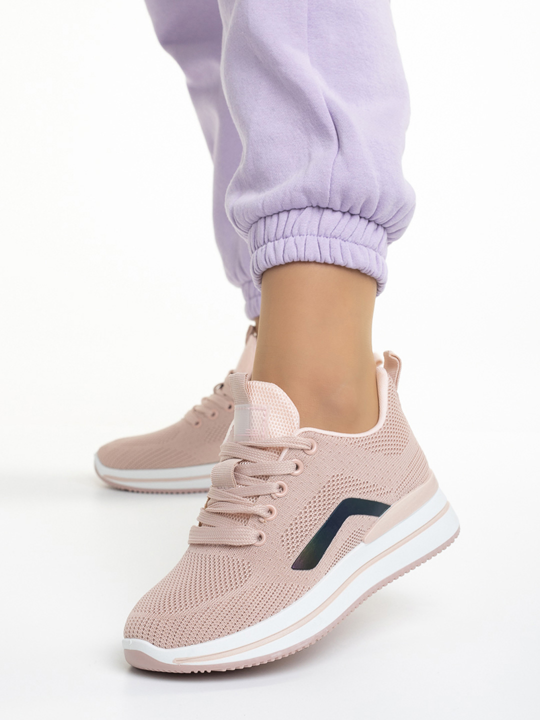 Pantofi sport dama roz din material textil Lovella