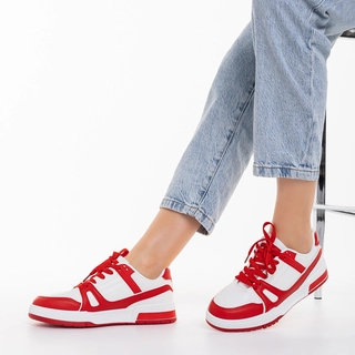 Black Friday - Reduceri Pantofi sport dama rosii din piele ecologica Asterva Promotie
