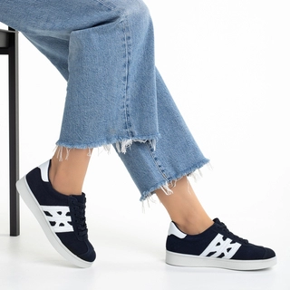Black Friday - Reduceri Pantofi sport dama albastri inchis din material textil Jessica Promotie