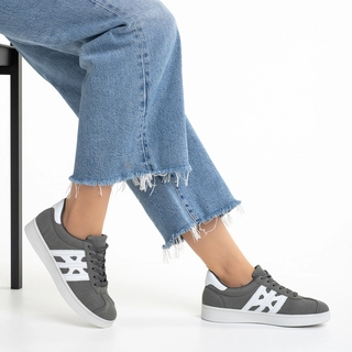 Black Friday - Reduceri Pantofi sport dama gri din material textil Jessica Promotie