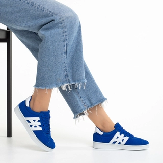 Marea lichidare de iarna - Reduceri Pantofi sport dama albastrii din material textil Jessica Promotie