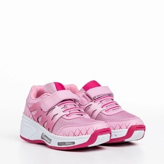 Black Friday - Reduceri Pantofi sport copii roz cu role din piele ecologica Edwina Promotie