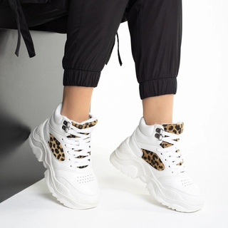 Black Friday - Reduceri Pantofi sport dama albi din piele ecologica Renia Promotie