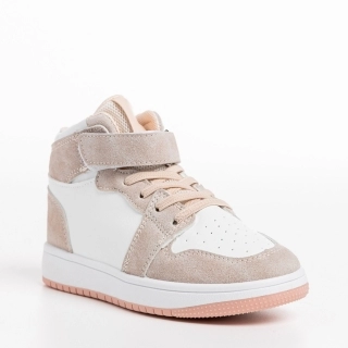 Spring Sale - Reduceri Pantofi sport copii albi cu roz din piele ecologica Haddie Promotie