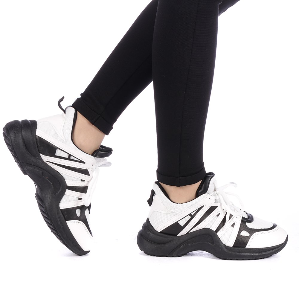 Pantofi sport dama Sandra albi cu negru