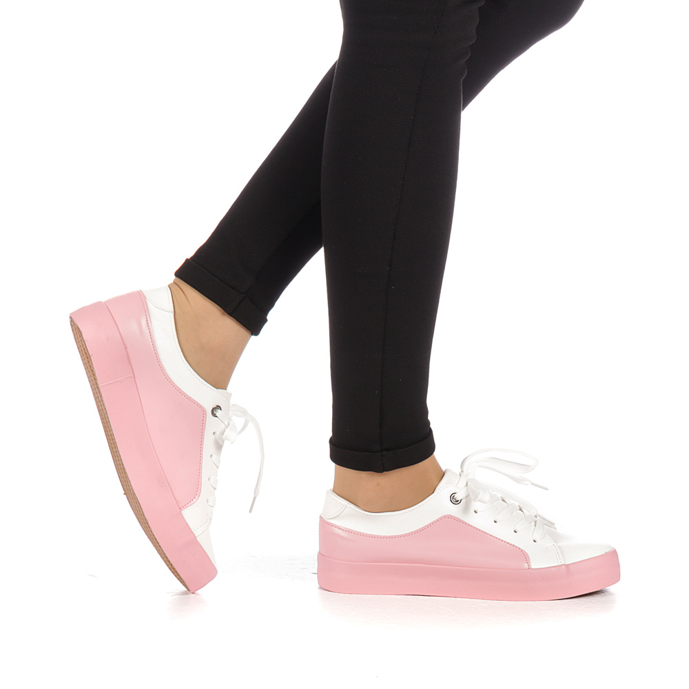 Pantofi sport dama Olanis albi cu roz kalapod.net imagine reduceri