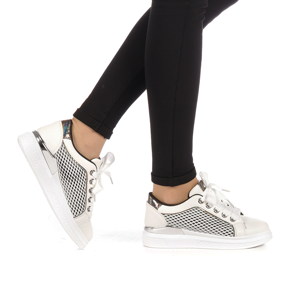 Pantofi sport dama Malih albi cu negru