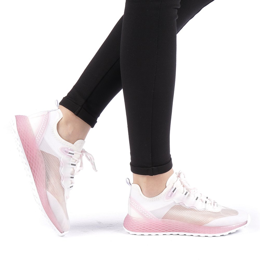 Pantofi sport dama Rynes albi cu roz