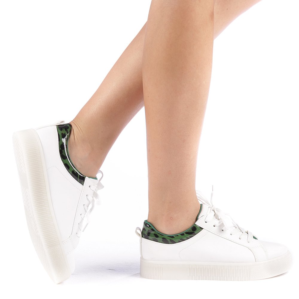 Pantofi sport dama Priscilia alb cu verde