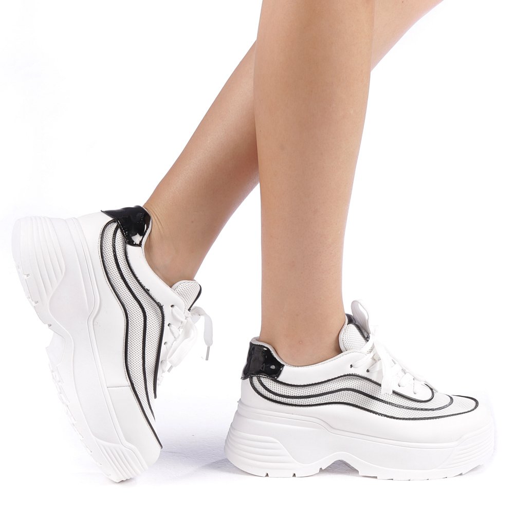 Pantofi sport dama Relinda alb cu negru