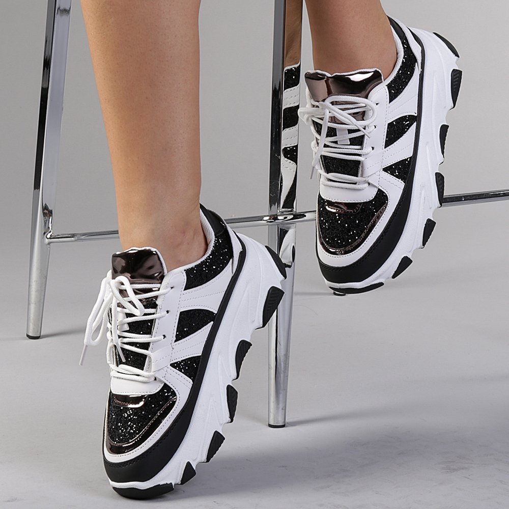 Pantofi sport dama Philippa alb cu negru