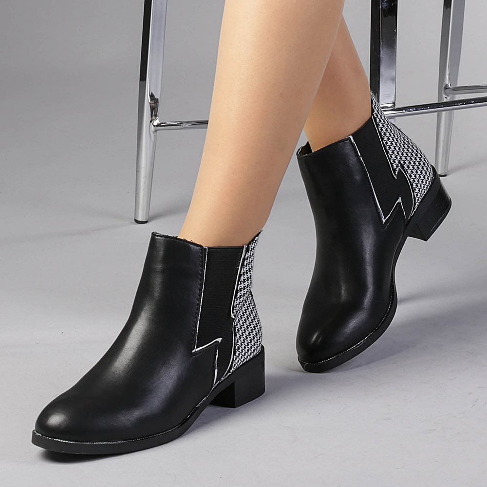 Botine dama Calina negru cu gri