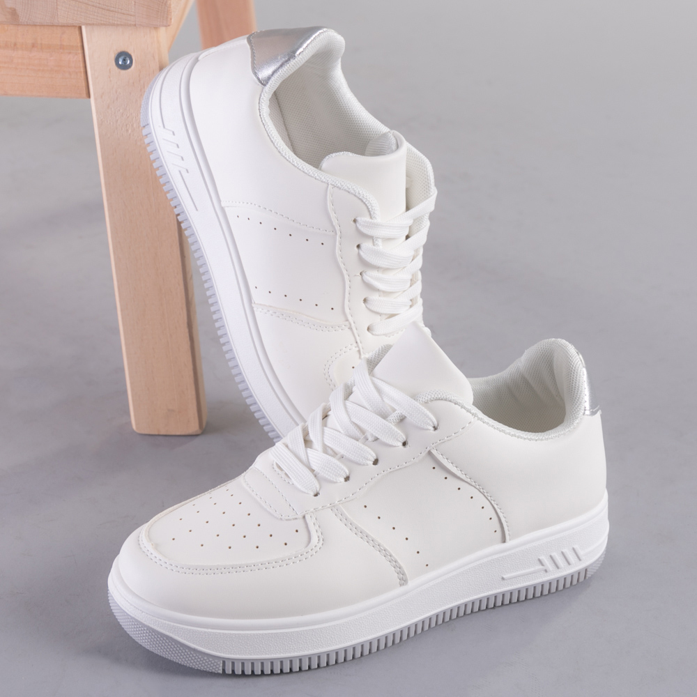 Pantofi sport dama Softa alb cu argintiu