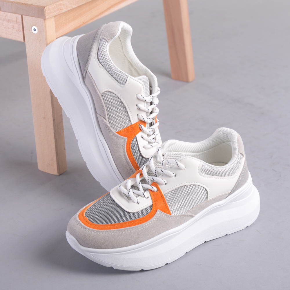 Pantofi sport dama Dafia alb cu portocaliu