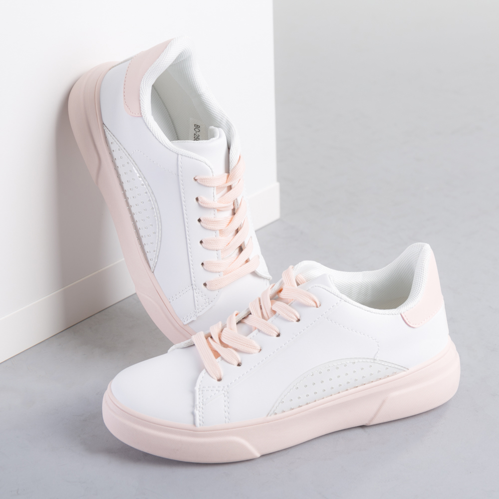 Pantofi sport dama Duncan albi cu roz