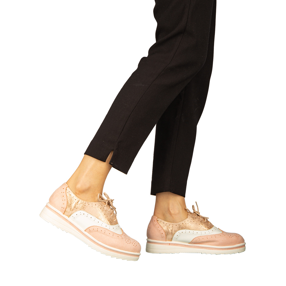 Pantofi dama casual fara toc din piele ecologica roz Darme kalapod.net imagine reduceri