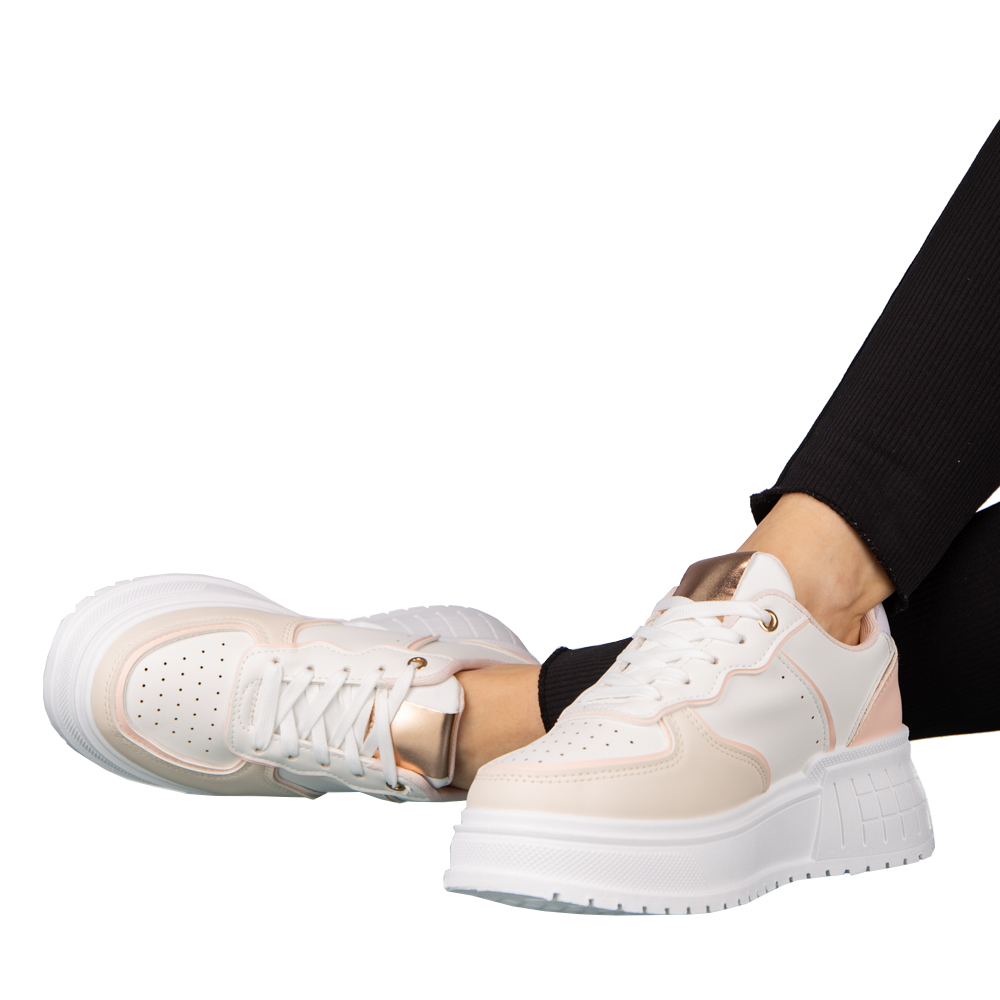 Pantofi sport dama roz din piele ecologica Orozo - 1 | YEO