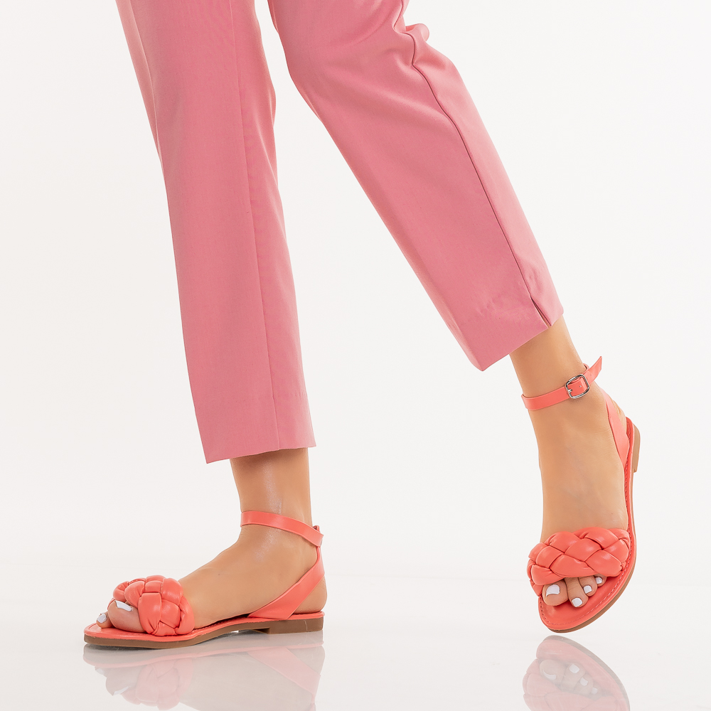 Sandale dama roz din piele ecologica Amza
