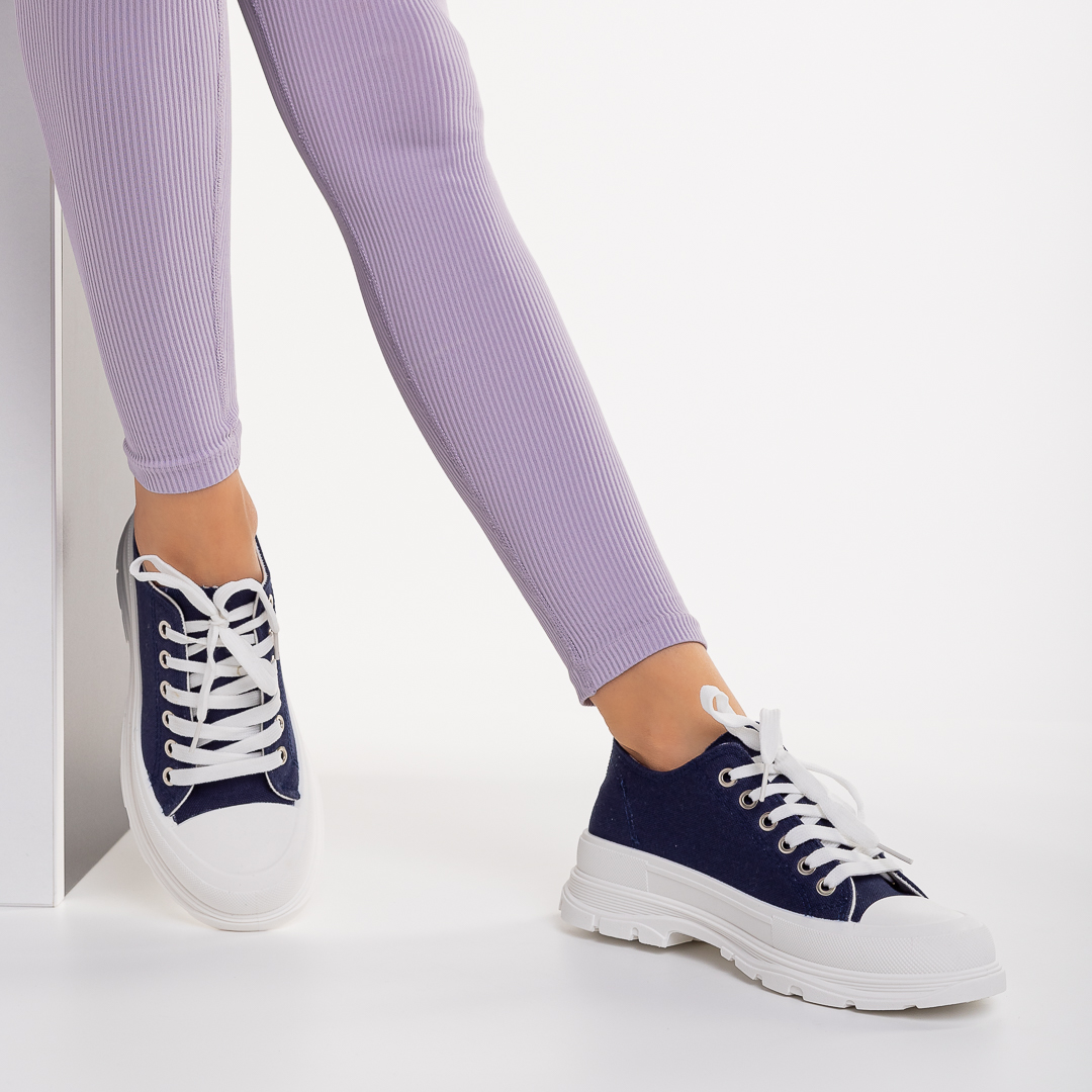 Tenisi dama albastri din material textil Mistia