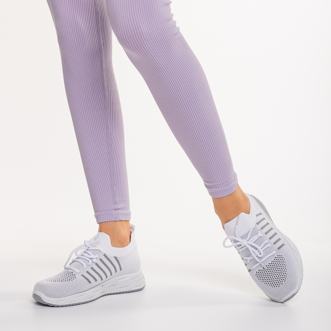 Pantofi sport dama albi din material textil Biriza