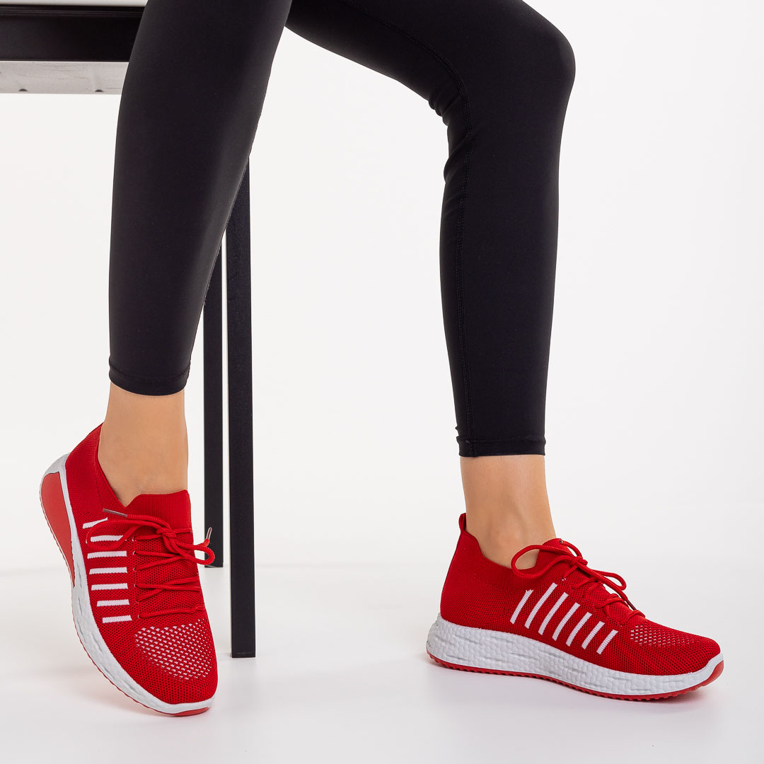 Pantofi sport dama rosii din material textil Biriza Incaltaminte Dama 2023-03-24