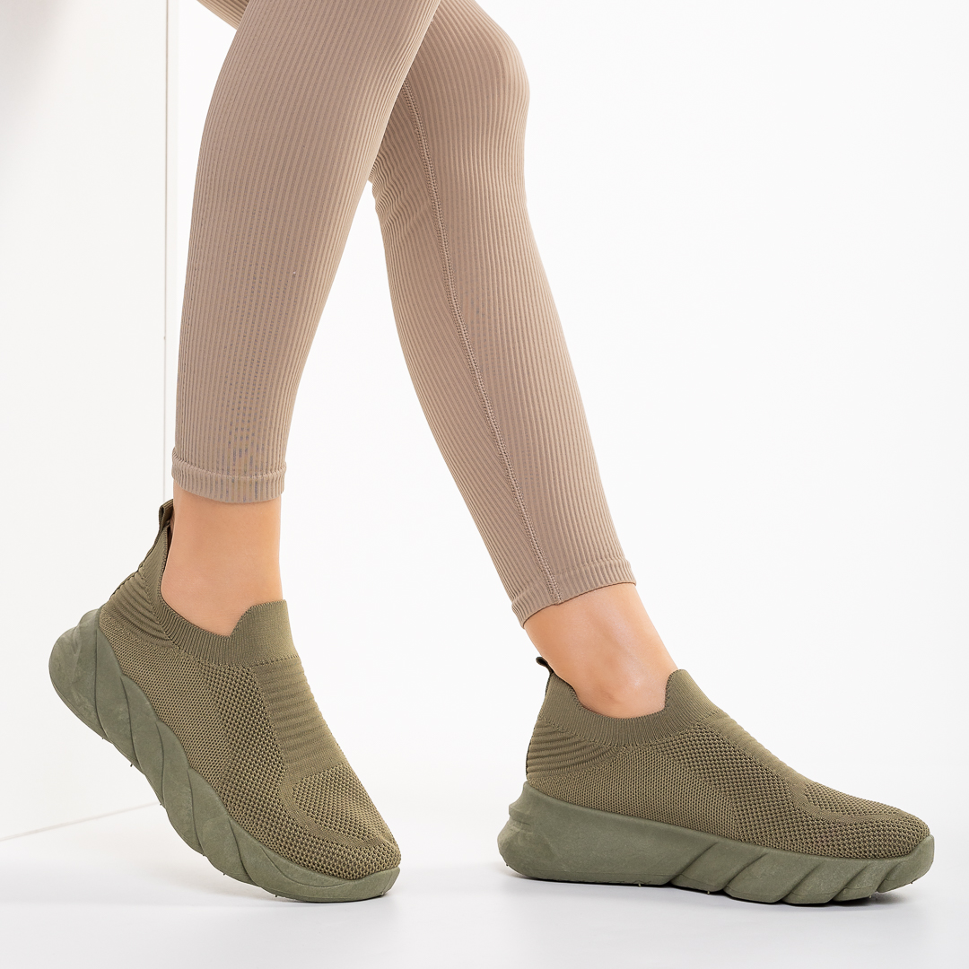 Pantofi sport dama verzi din material textil Erimona