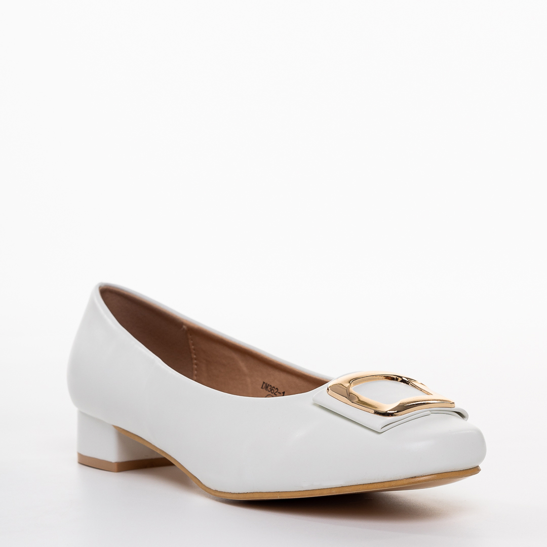 Pantofi dama cu toc albi din piele ecologica Francess BIG SIZE 2023-03-20