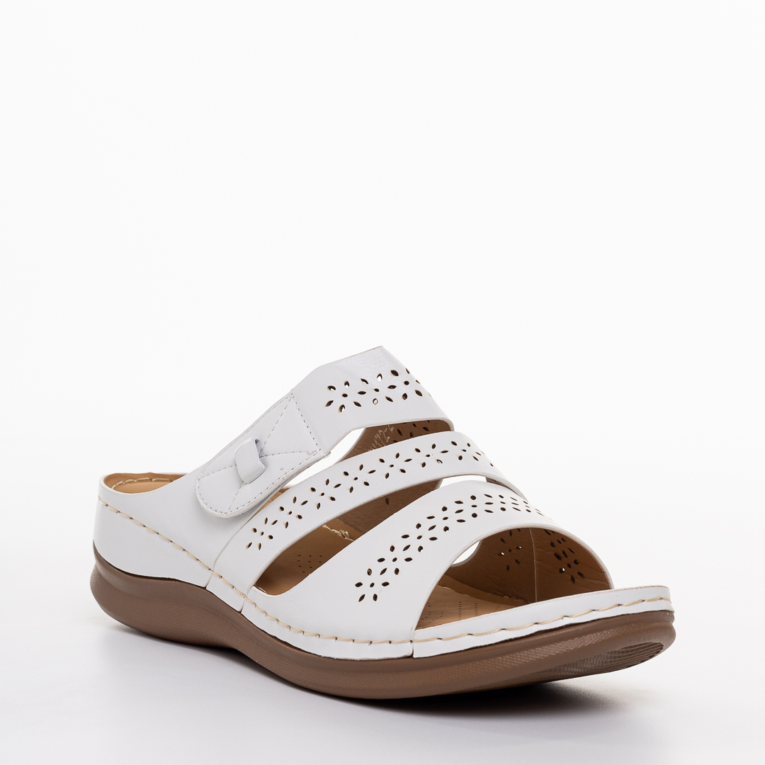 Papuci dama albi din piele ecologica Finley kalapod.net imagine reduceri