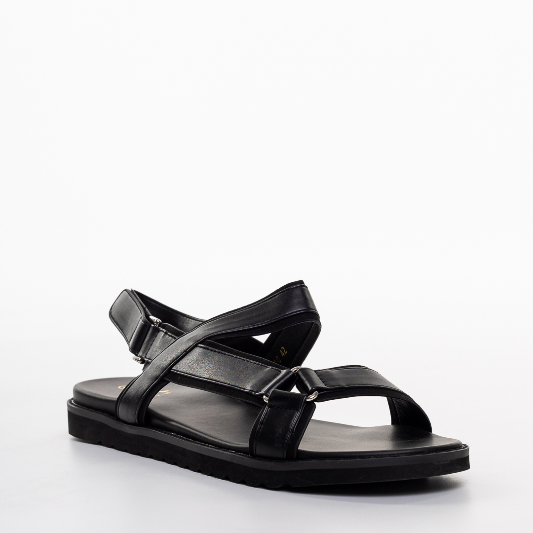 Sandale dama negre din piele ecologica Ophelia kalapod.net imagine reduceri