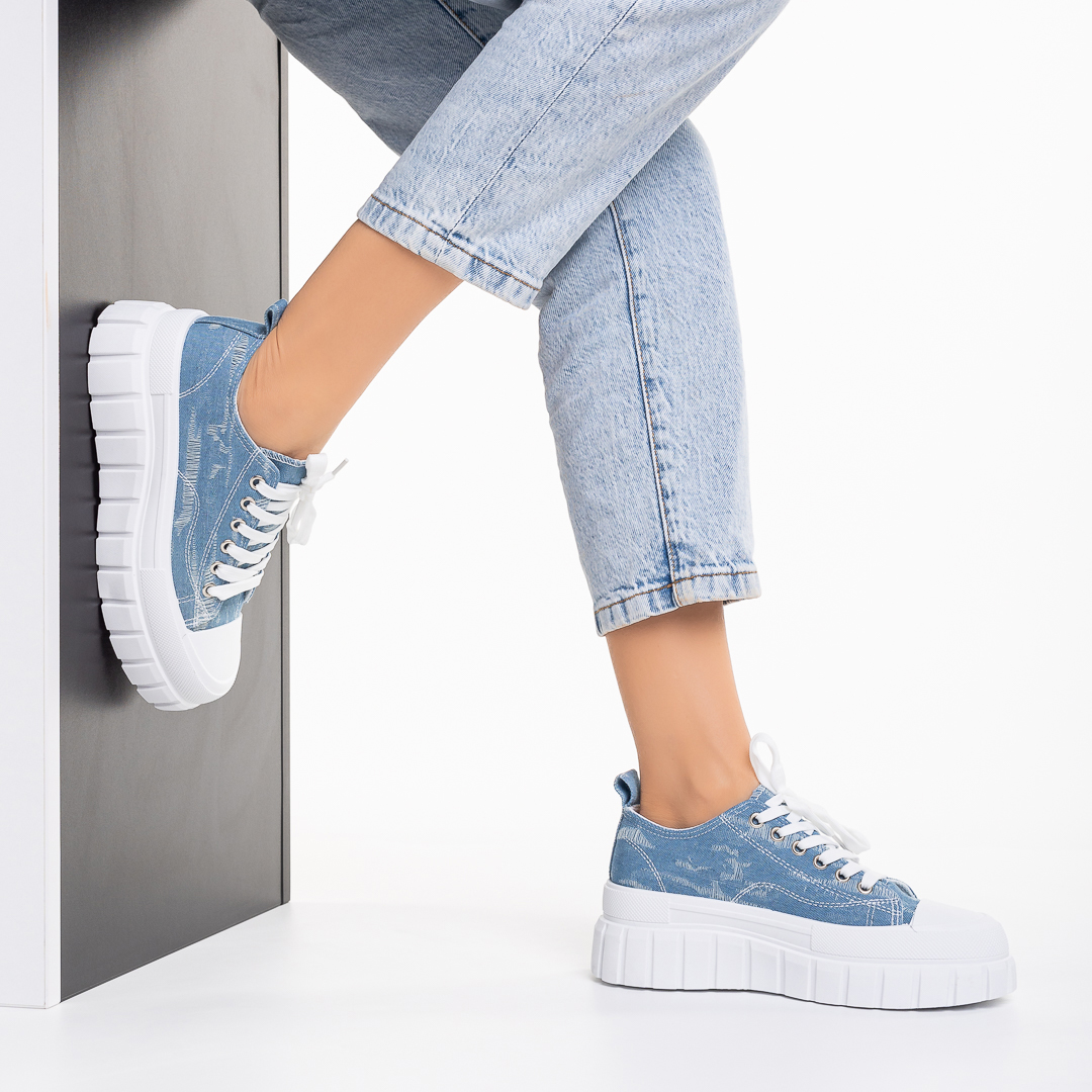 Tenisi dama albastri deschis din material textil Jeremiah