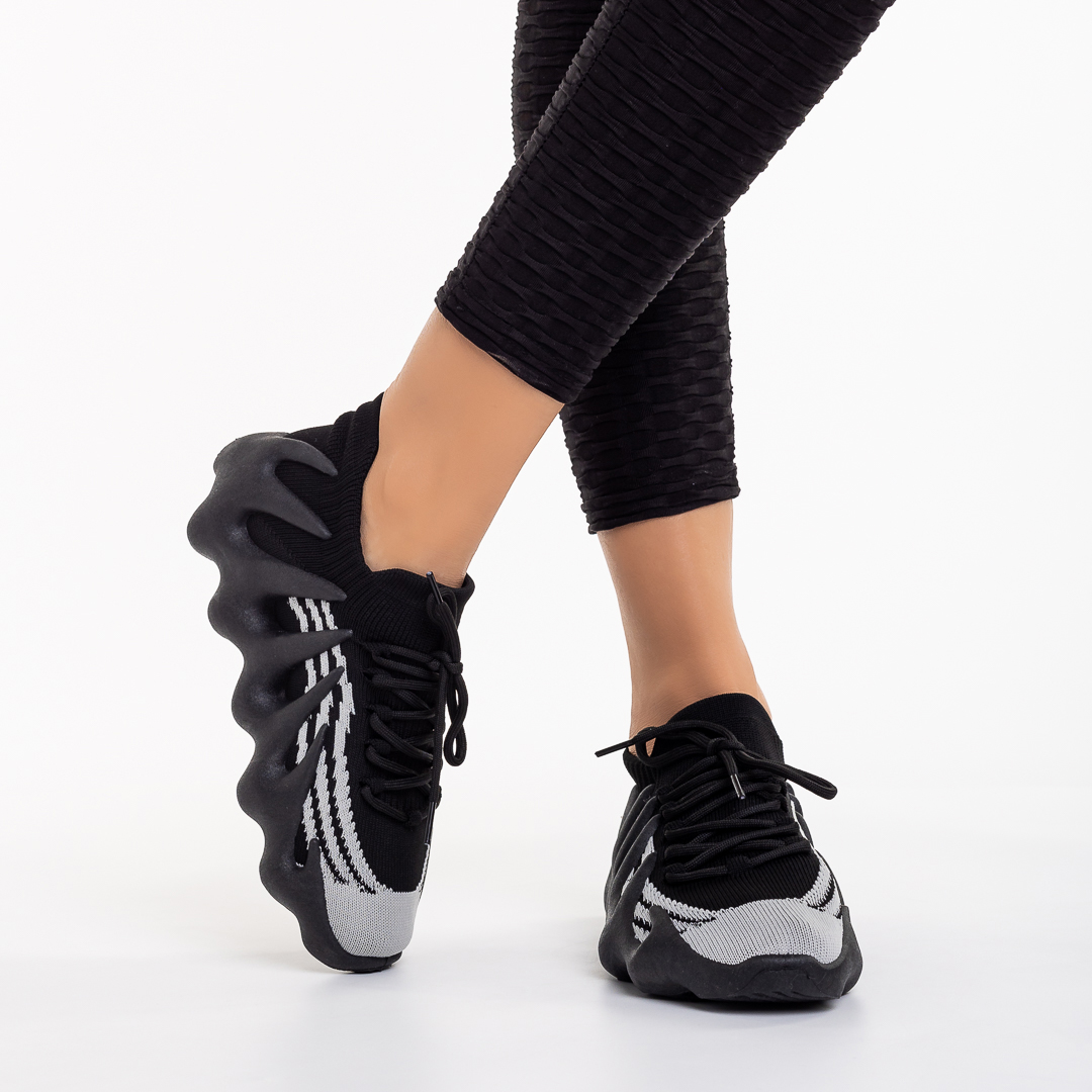 Pantofi sport dama negri din material textil Nelly Incaltaminte Dama 2023-03-24