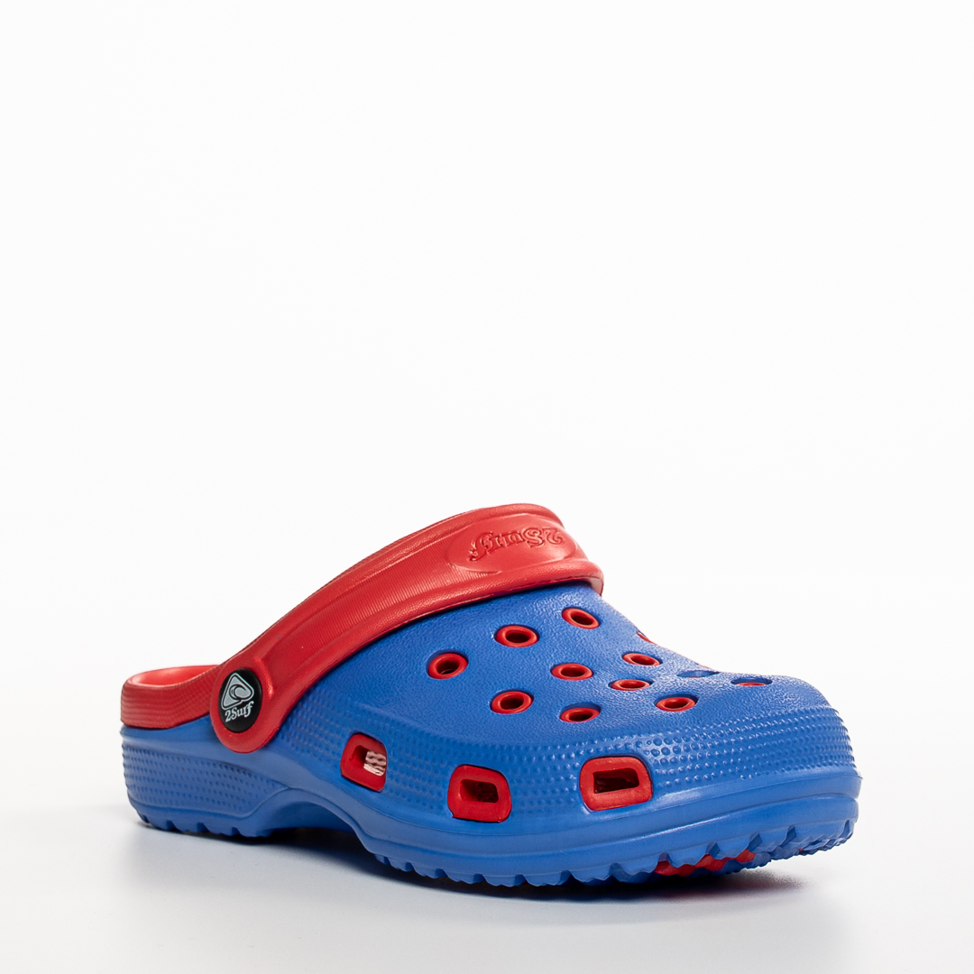 Papuci copii albastri cu rosu din material sintetic Ibrahim Incaltaminte Copii 2023-03-19