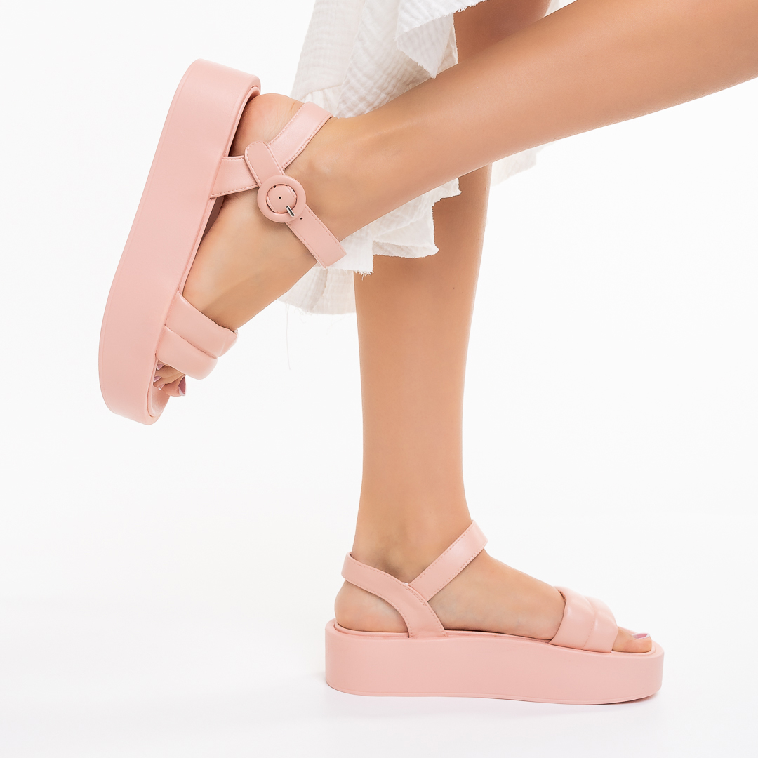 Sandale dama roz din piele ecologica Divinity