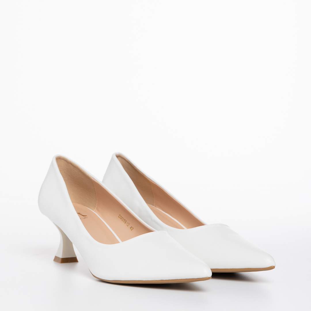Pantofi dama albi din piele ecologica Esther kalapod.net imagine reduceri