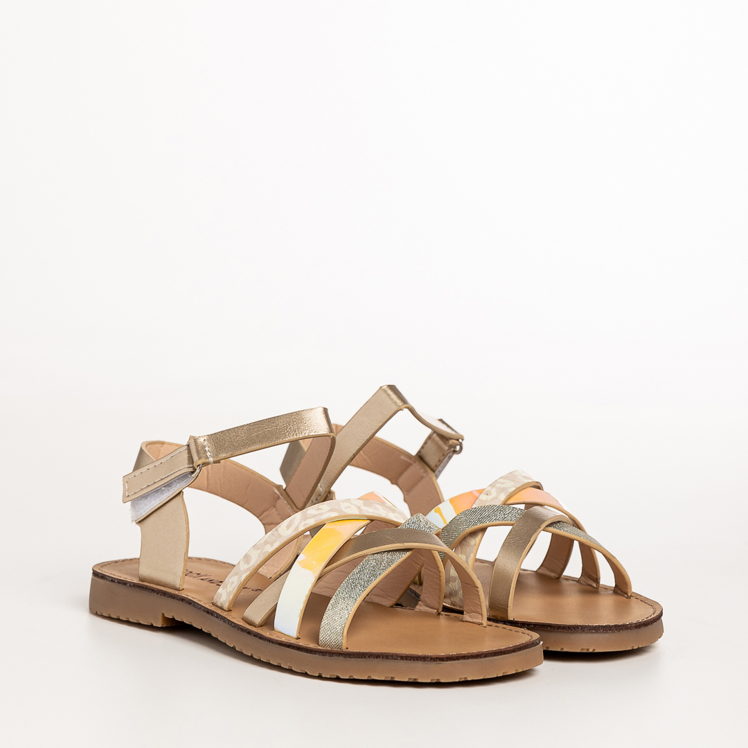 Sandale copii aurii din piele ecolgica Tammy