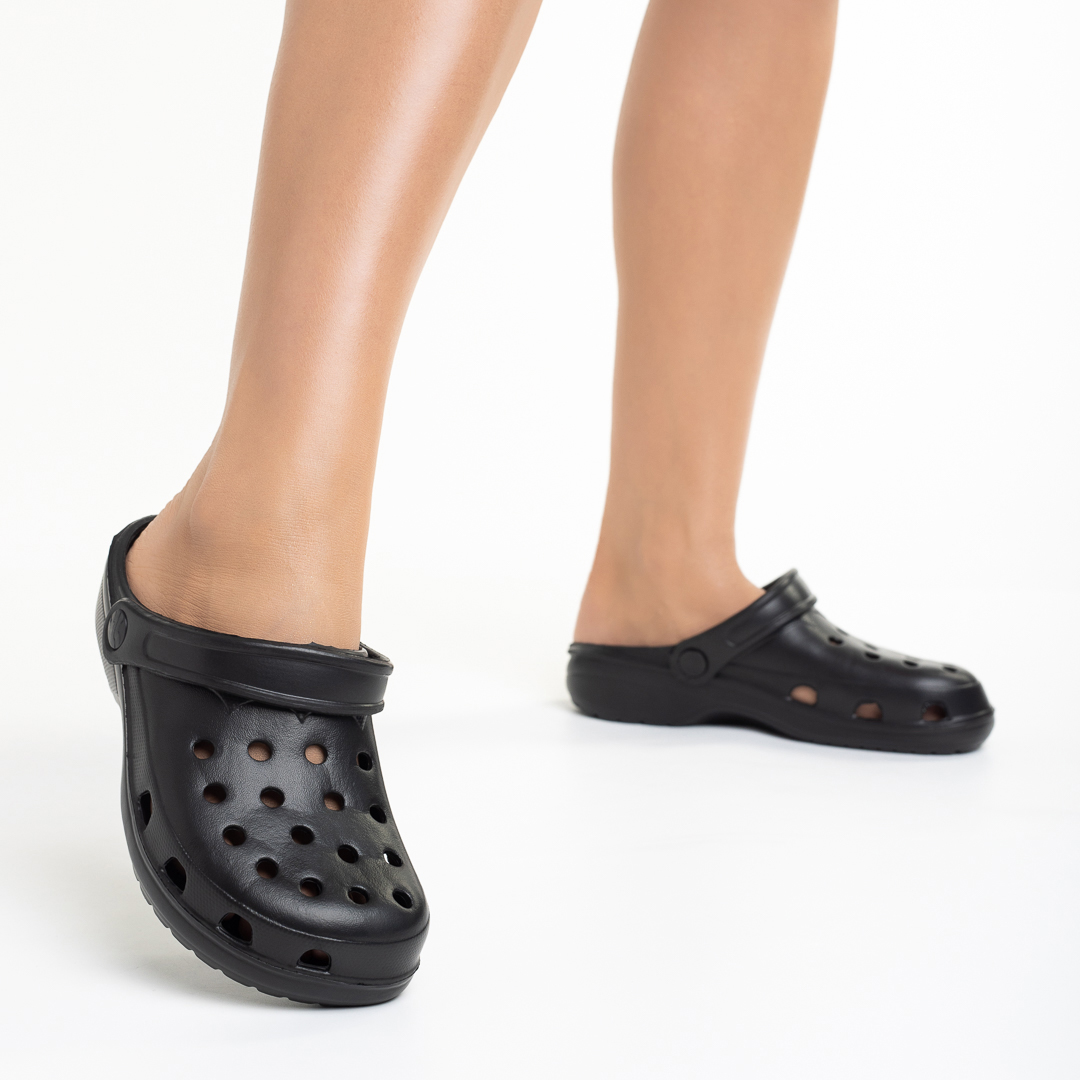 Papuci dama negri din material sintetic Lanay kalapod.net imagine reduceri