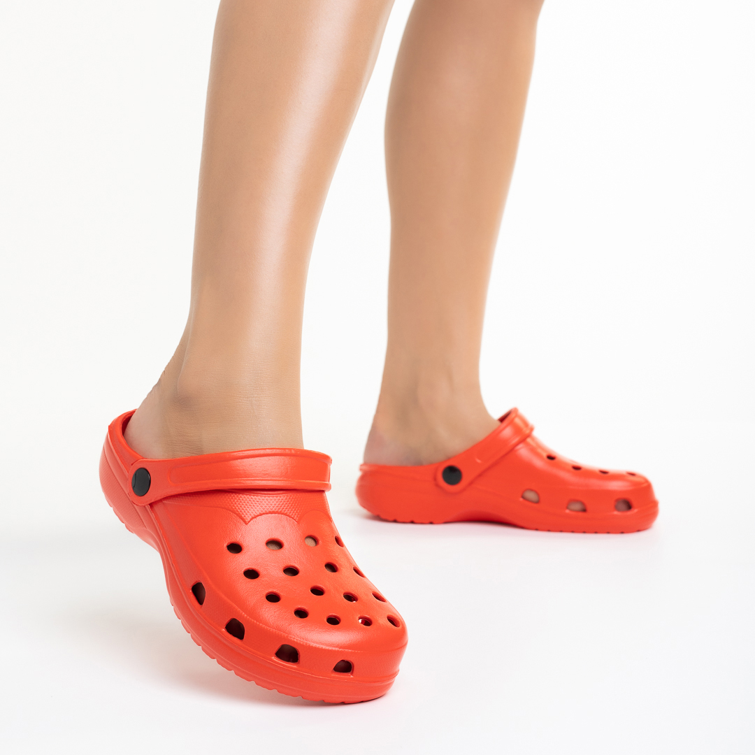 Papuci dama rosii din material sintetic Lanay