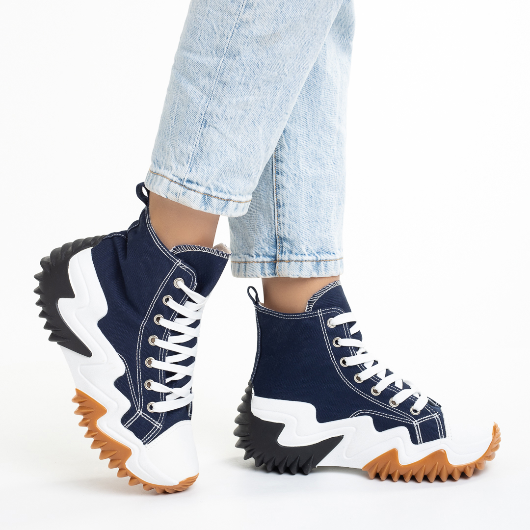 Tenisi dama albastri din material textil Lenay