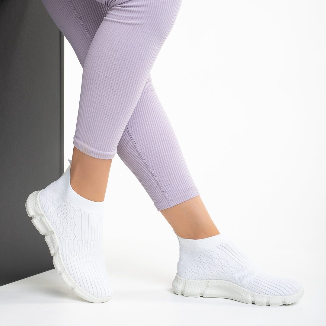 Pantofi sport dama albi din material textil Raina Incaltaminte Dama 2023-03-24