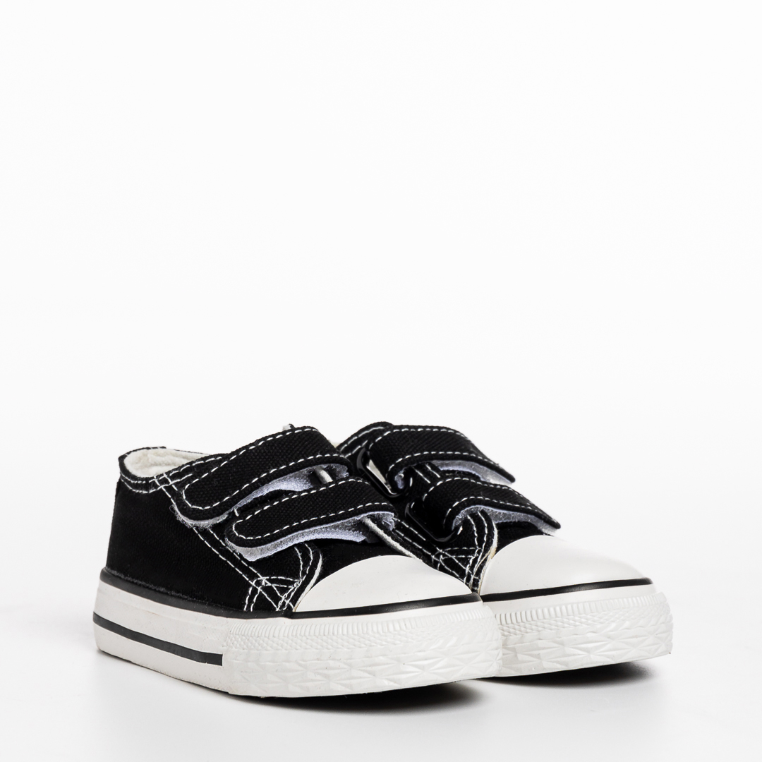 Tenisi copii negri din material textil Haku